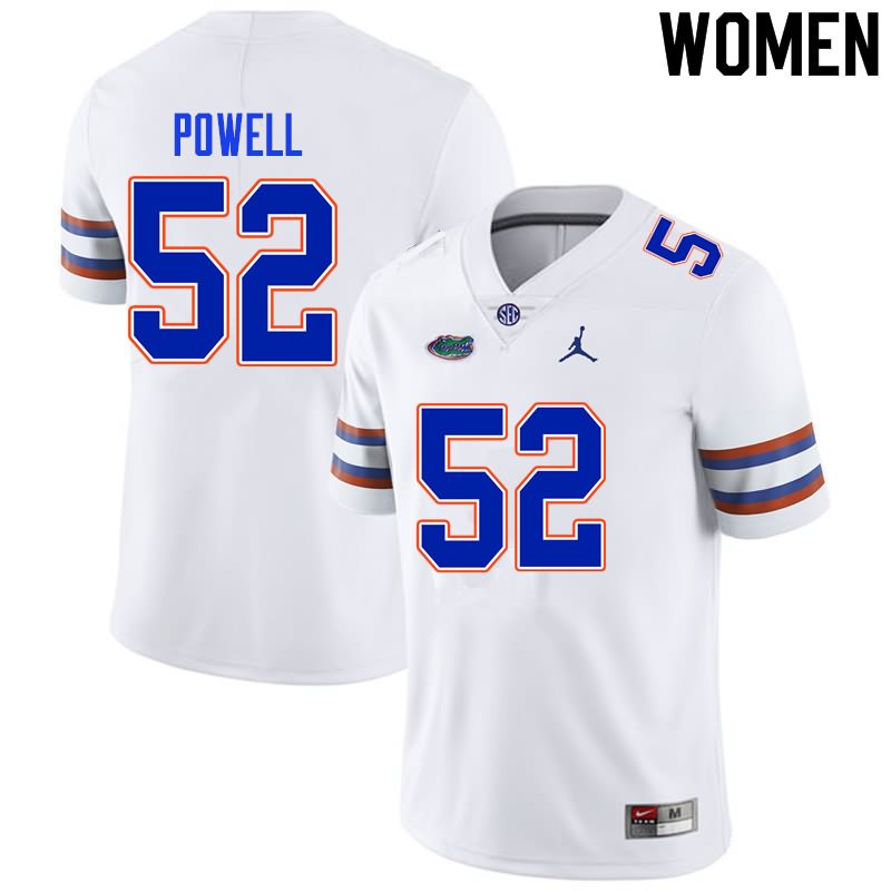 NCAA Florida Gators Antwuan Powell Women's #52 Nike White Stitched Authentic College Football Jersey JTL4364KJ